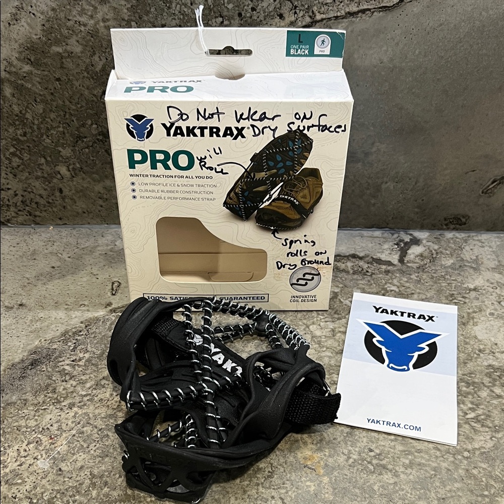 Yaktrax Black Pro Traction Cleats for Men or Women.